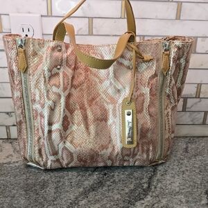 Sam Edelman Metallic Snake Print Expandable Tote Bag